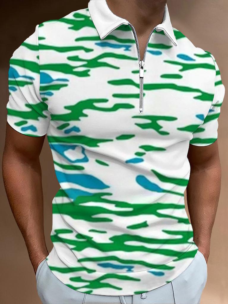 Trendiges kurzärmeliges Poloshirt mit nautischem Aufdruck, lässige Herren-Tageskleidung.
