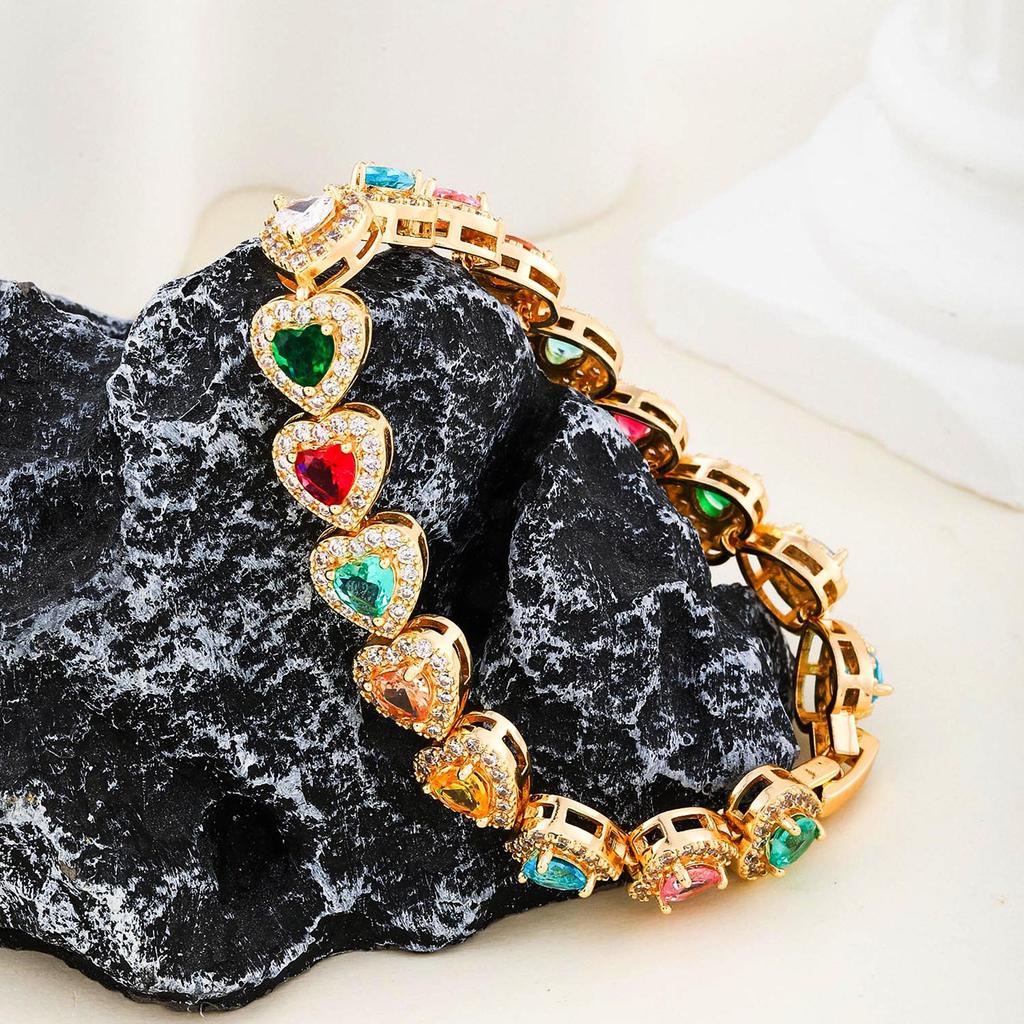 Super Sparkling Color Love Zircon Full Diamond Bracelet, Simple Design, Clear and Cold Feeling, French Court, Light Luxury Design Handpiece