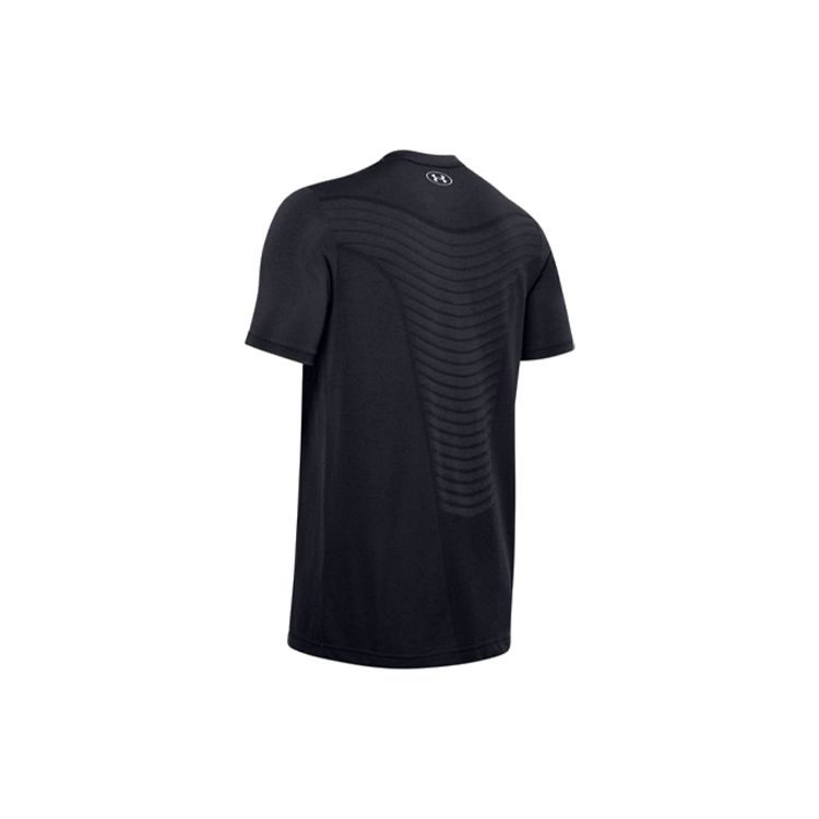 Under Armour Solid Color Round Neck Slim Fit Straight T-Shirt Men Tops Black 1351450-001