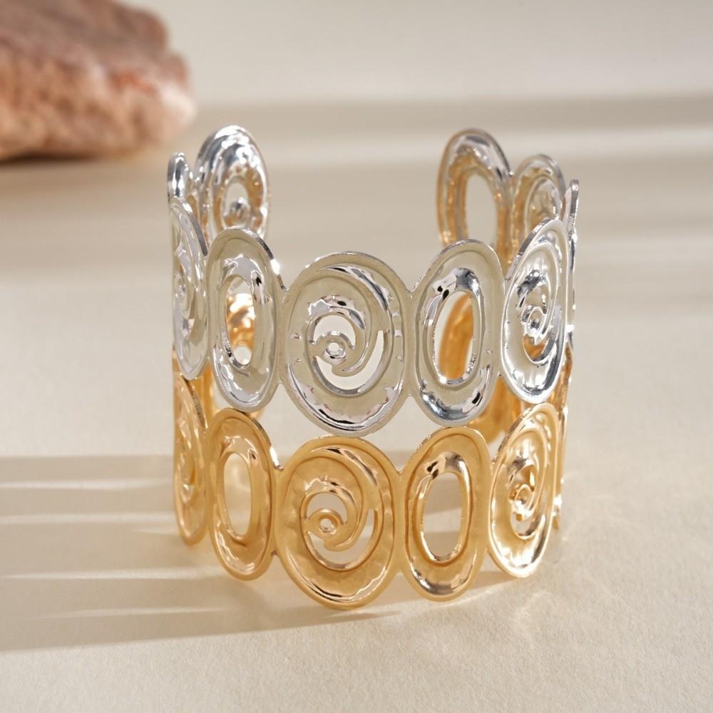 Bangles Metal Spiral Arm Bracelet Opening Filled Enamel Cuff Bangle Bracelet Non-Fading Exaggerated Opening Bangle Daily