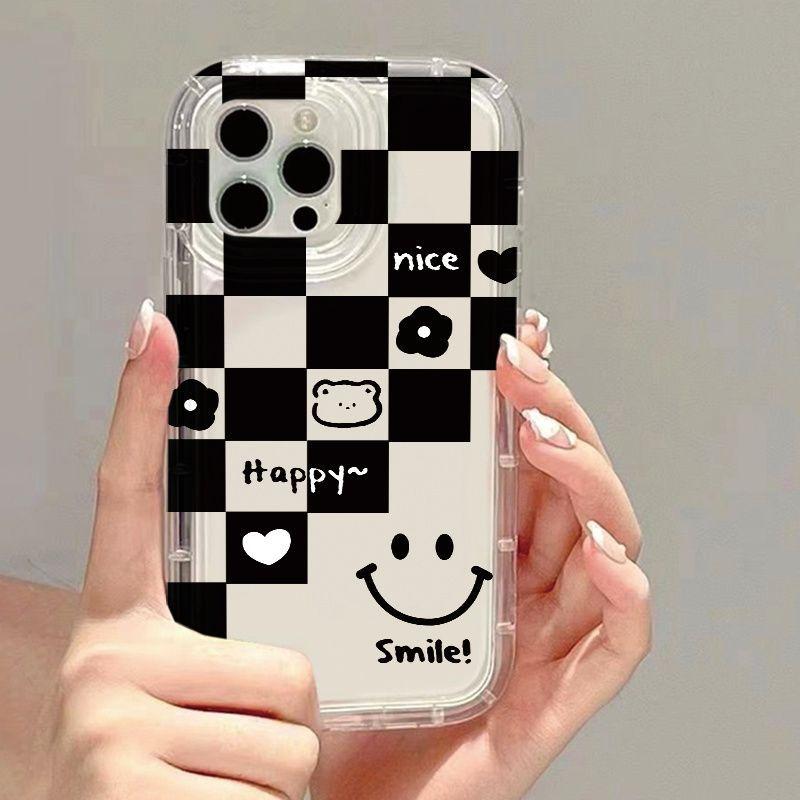 Chessboard smiley face for iPhone17 anti-drop mobile phone case 16Pro niche x Apple 12 all-inclusive 15/13