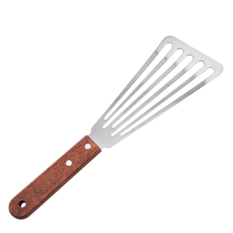 Wooden Handle Spatula Fish Turning Shovel Kitchen Pot Shovel Tool Steak Scoop