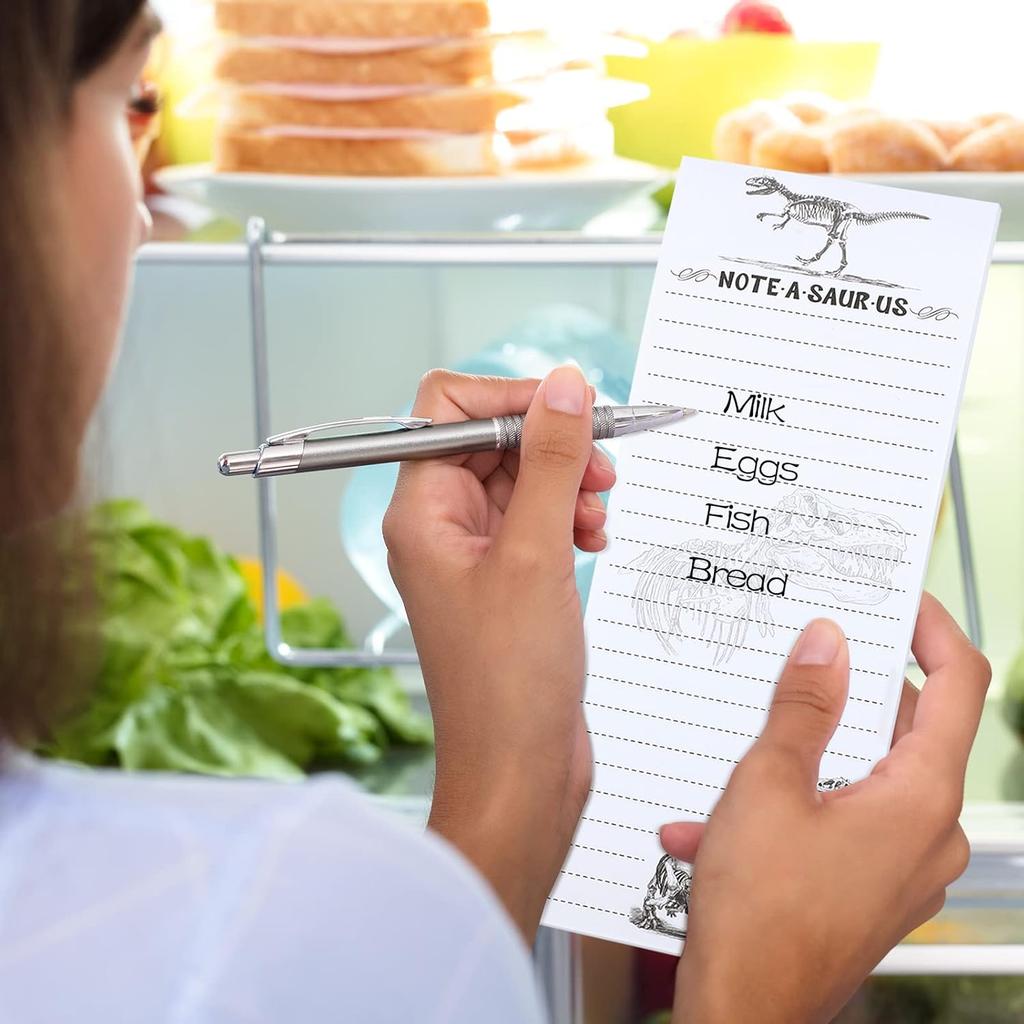 4 Pack 200 Sheets Dinosaur Magnetic Refrigerator Notepads Shopping and to Do List Notepads Fridge Grocery Kitchen Shopping 8. 5 x 3. 5 Inches