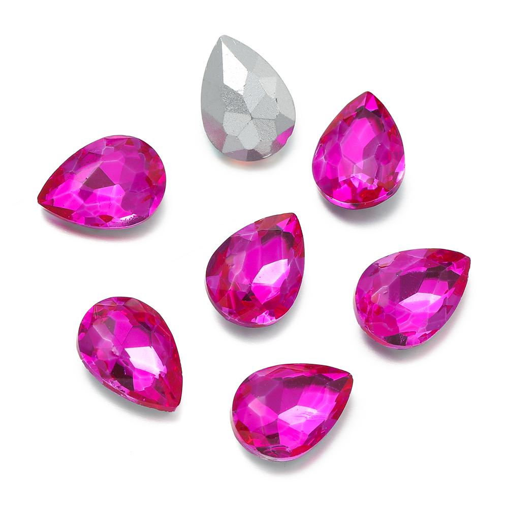 10 Stück/Los Tropfenförmige Glasperle Kristall Edelstein Spitze Rückseite Tropfenform Strasssteine Aufkleber Strassstein Für DIY Schmuckzubehör