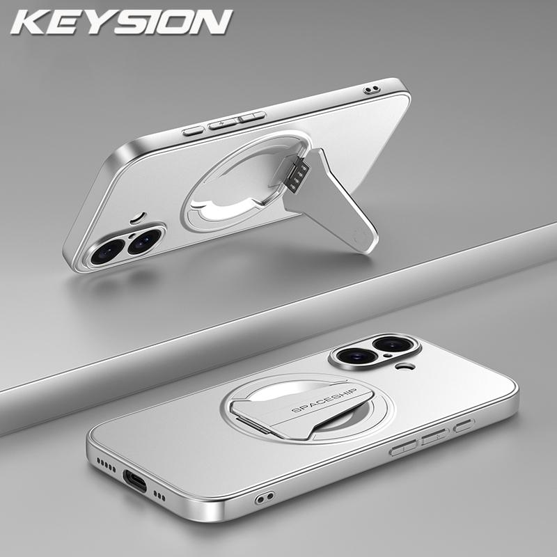 KEYSION Magnetische Handyhülle für iPhone 17 Pro Max Metalllack Silikon+PC Aufstellbarer Ständer Stoßfeste Hülle für iPhone 17 Air