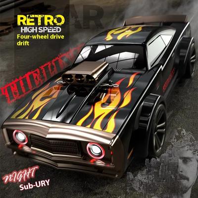 N Lumină nouă de dimensiune completă 1:16 4WD de mare viteză cu telecomandă Model Drift Car 50KM/H American Muscle Car Boy Toy 4WD Perie puternică LED Mașină de curse Model Cadou