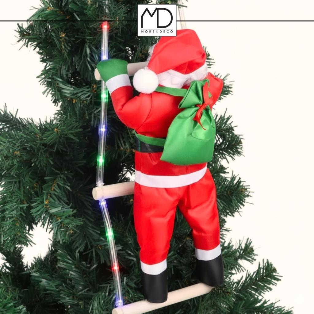 Mikołaj na drabinie LED multikolor MORE&DECO