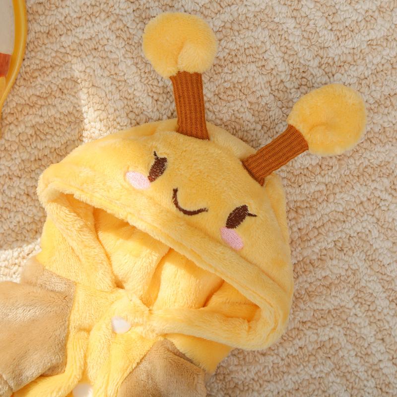 Velvet Flannel Four-Legged Clothing Pet Dog Cat Autumn Winter Warm Clothing Supplies Cartoon Bee Teddy Bear