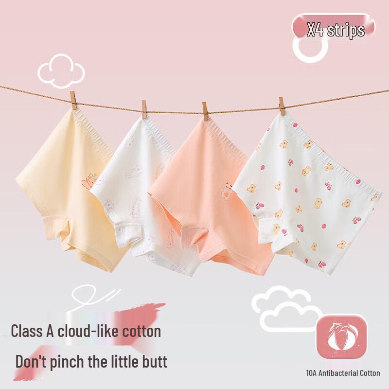 Purple Blossom Girls' 95% Cotton Antibacterial Briefs (4-Pack)