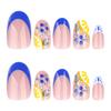 French Blue Lemon Fake Nails - Short Round Tips for a Fresh Look