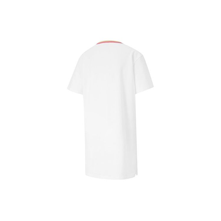 Puma Celebration Color Block Logo Printed Short Sleeve Dress Women Dresses White 585049-02