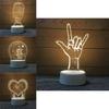 3d Hand Finger Microphone Hook Star Moon Lover Creative Small Desk Lamp Gift