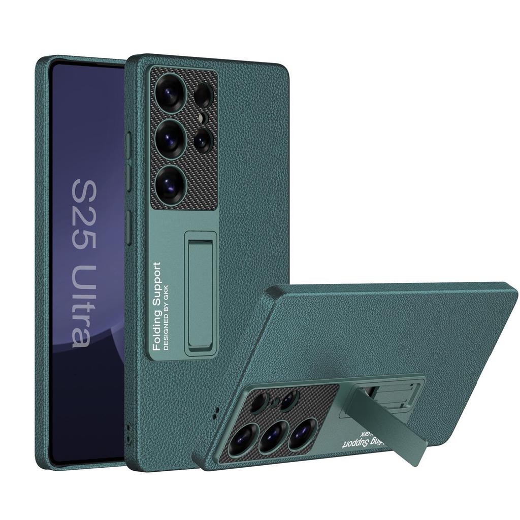 Samsung S25+ Ultra-thin Plain Leather Phone Case: Creative Hard Shell, Stand Function, Protective Cover for S25 Ultra
