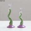 Green Twig Glass Candle Holder Ornaments Romantic Floral Candlestick Desk Decoration Wax Melt Burner Home Aroma Container