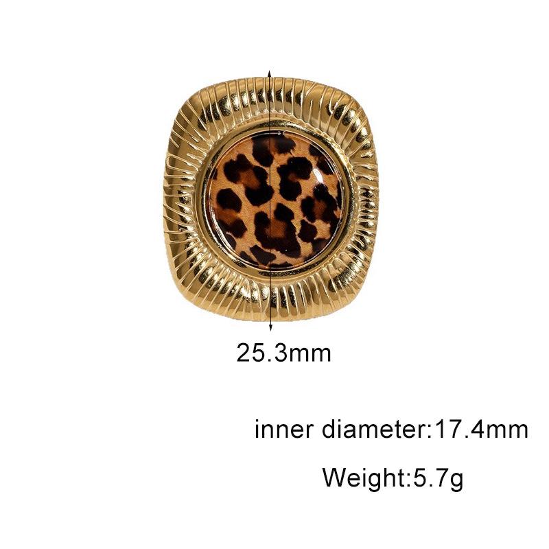 Women s 18K Gold Leopard Print Open Ring - Stainless Steel, High-End, Light Luxury Design