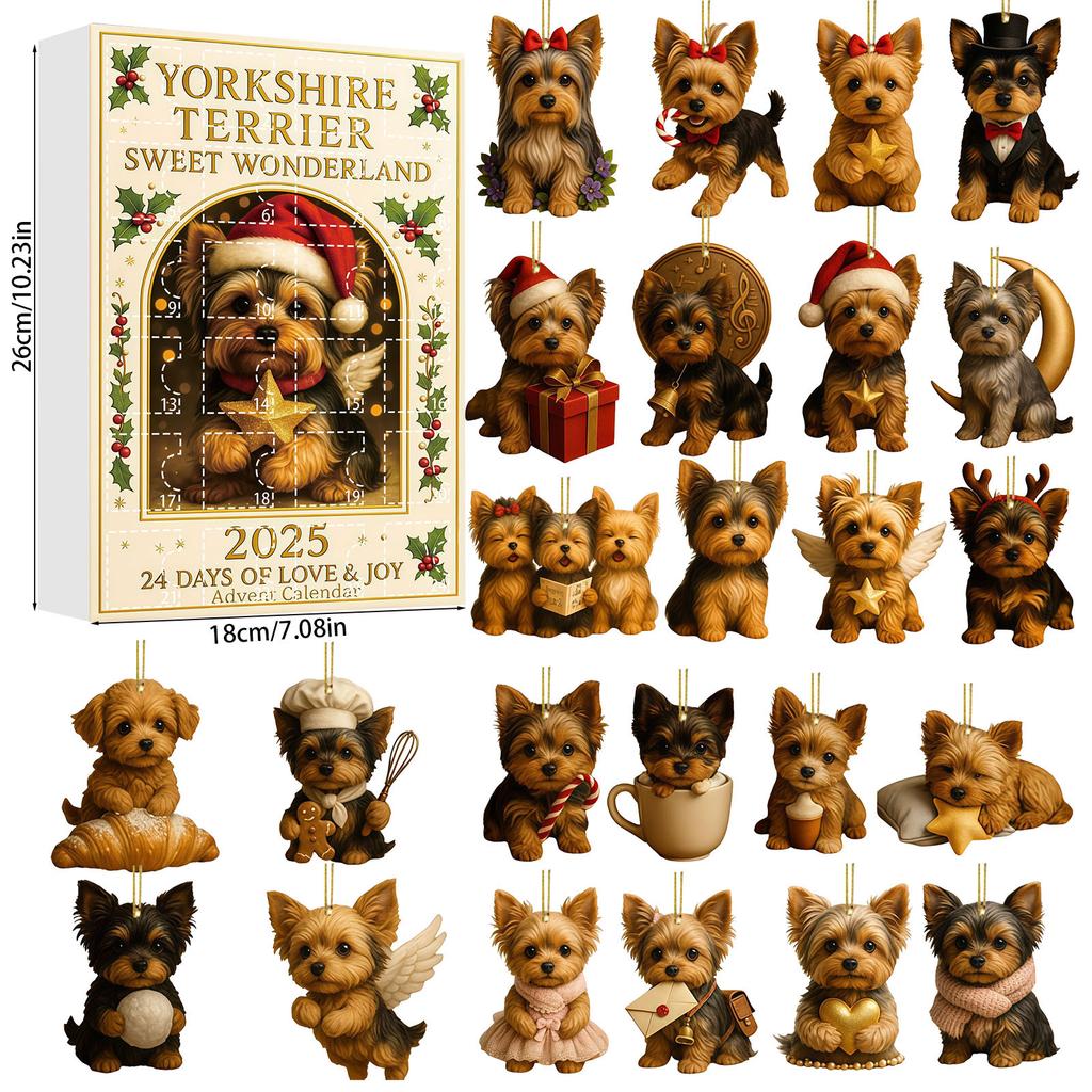 Animal Pet Blind Box Christmas Advent Ornaments - Acrylic Hanging Pendant Decorations for Christmas Tree, Collectible Holiday Gift