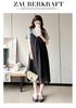 Korean Style Maternity Patchwork T-shirt Dress - Summer 2026, Spicy Mom Belly Covering, Slimming Plus Size, Trendy Two-Piece Look