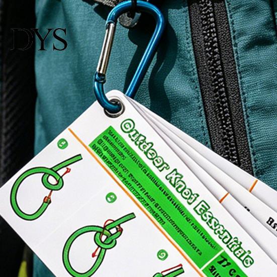 Waterproof Knot Instruction 7Pcs/Set Pocket Guide Cards with Carabiner 27 Classic Knots Reference Rope Card Outdoor Camping Climbing Backpacking Tying