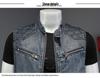 Herren Plus Size schulterfreier Denim-Motorradweste mit Stehkragen