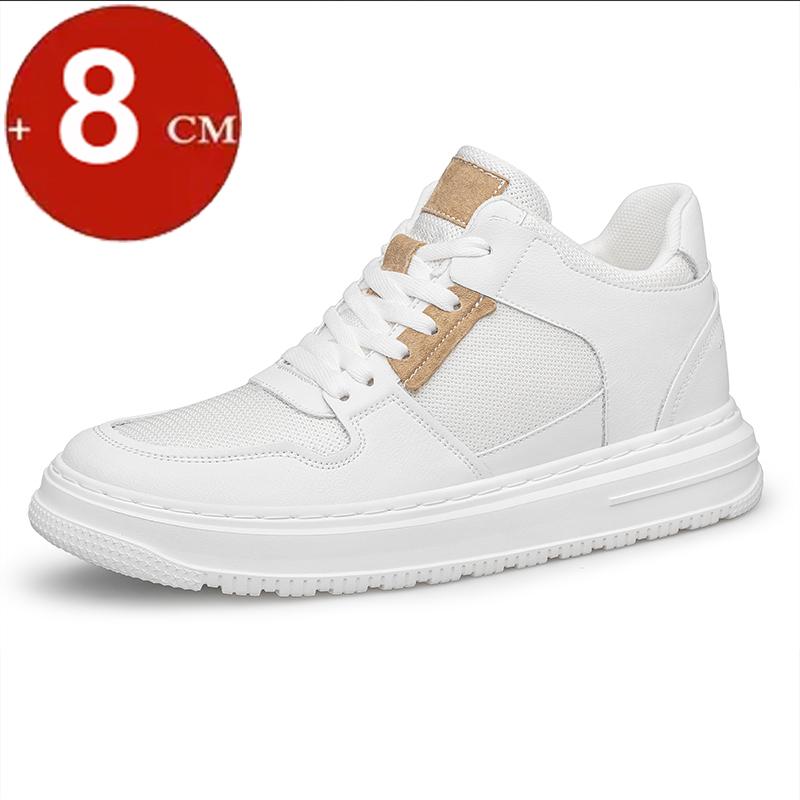 2025 Casual Sneakers Genuine Leather Height Increasing Skateboard Shoes For Men 6cm 8cm Invisible Elevator Taller Lifting Flats