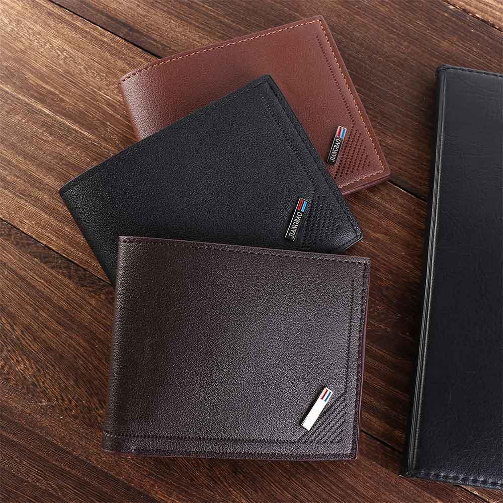 PU Leather Male Leather Purse Large Capacity Men Coin Pocket Portable Men's Short Wallet  Shopping