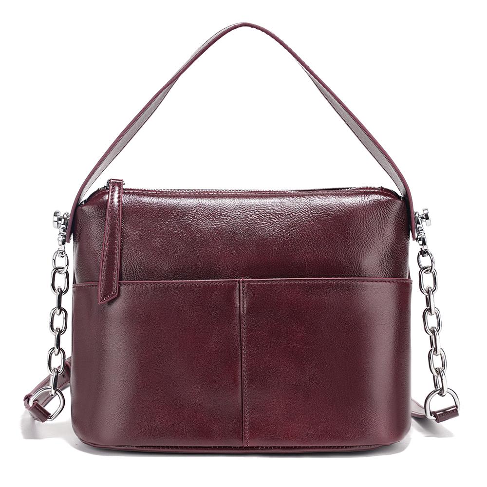 Zency 2025 Chain Handbag Soft Leather Shoulder Top-Handle Crossbody Bag