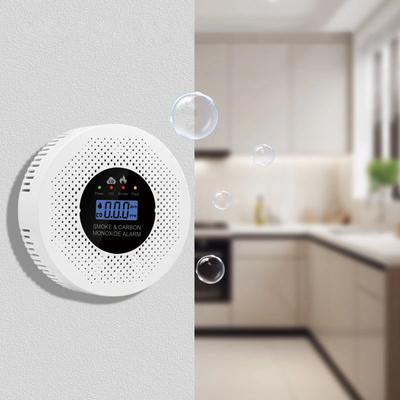 Smoke and Carbon Monoxide Detector with LCD Display 2 In 1 Fire Alarm Smoke Detector Powered by Battery for Home Office RV Hotel