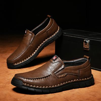 New Handmade Leather Men Shoes Casual Comfortable Men Loafers Slip On Leather Shoes Men Flats Hot Sale Outdoor Walking Shoes