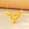 Gold Floral Cluster Bow Necklace for Women: Elegant Light Luxury Clavicle Chain Wedding Jewelry