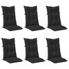 High Back Chair Cushion Set 6 Pcs Melange Black