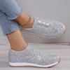 Plus Size Sequined Athletic Flats for Women Spring 2025 New Arrival Fashionable Casual Flats Comfortable Lightweight Women's Shoes