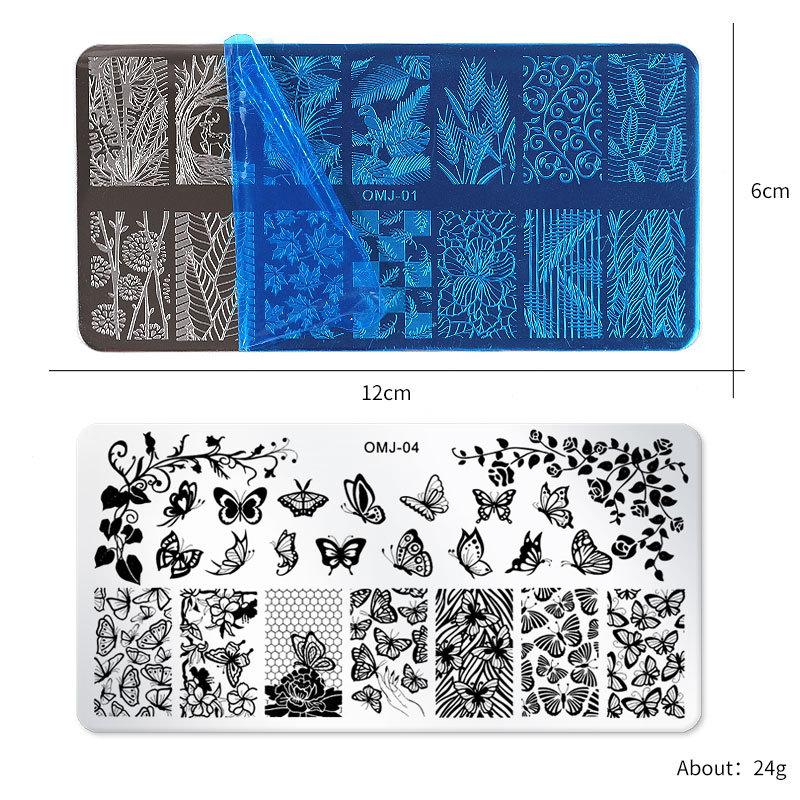 Nail Art Printing Template Christmas Tree Butterfly Printing Steel Plate Square Template Om-J