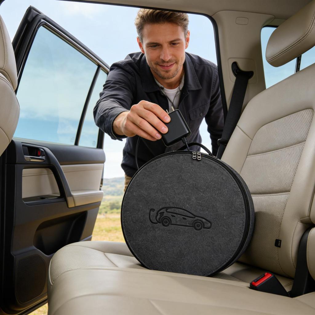 EV Charger Storage Case Felt Electric Vehicle Charging Cord Organizer Electric Vehicle Charging Cable Organizer Bag for Car