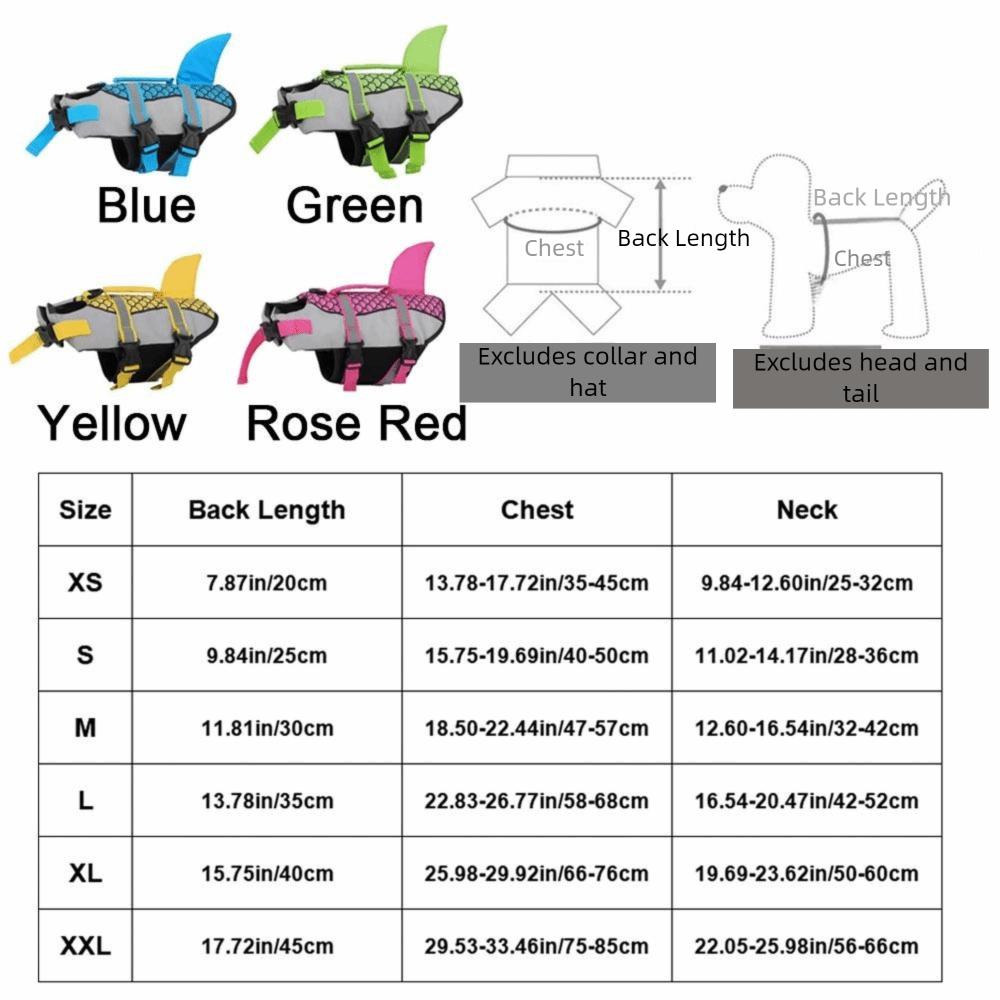 Enhanced Buoyancy Dog Swimsuit Reflective Dogs Swimming Clothes Shark Dog Life Jacket  For Dogs
