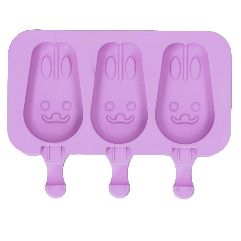 2 pcs Easy Release Homemade Popsicle Mold 3 Grid Frozen Treat Maker Silicone Ice Cream Mold  Home
