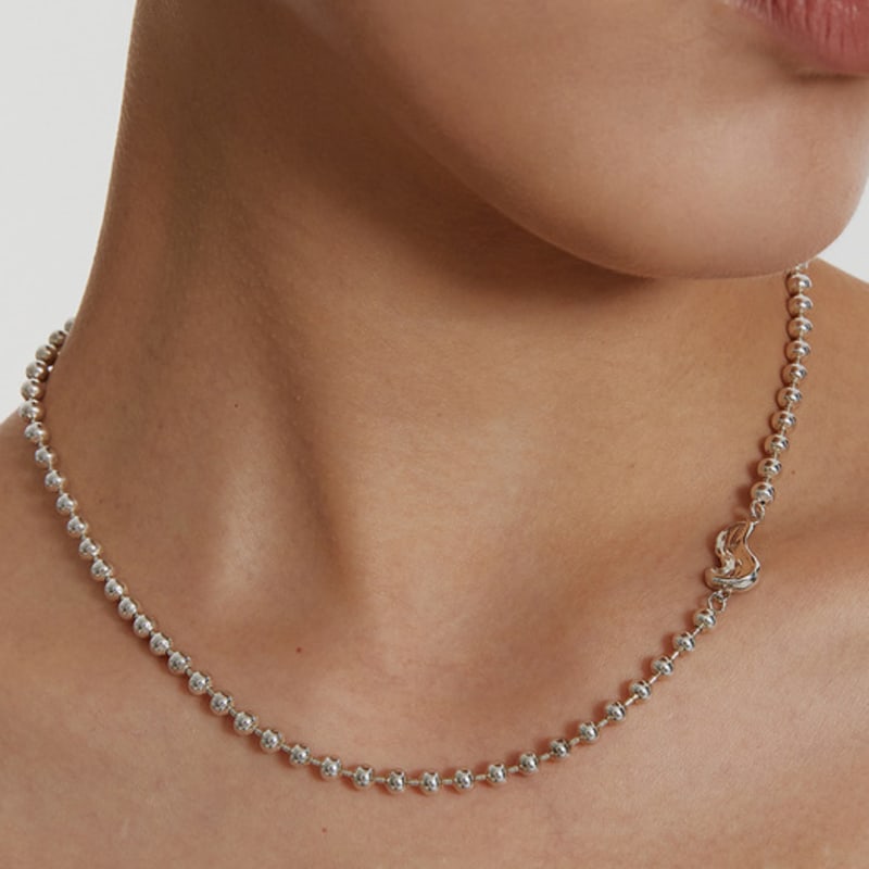 Invisible Collage BALL CHAIN MATIERE NECKLACE_SILVER
