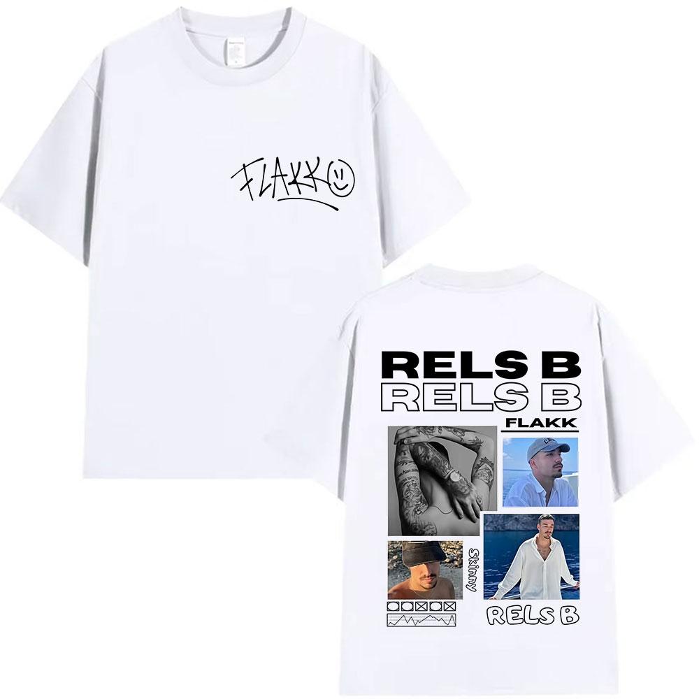 2025 Summer Rapper RELS B Thin Flakk Tour Fan Tshirt Male Hiphop Retro Cotton Shortsleeved Tshirt Clothing Top