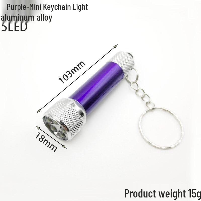 Mini 5-LED Aluminum Keychain Light: Portable, Strong, Multifunctional Outdoor Flashlight Gift