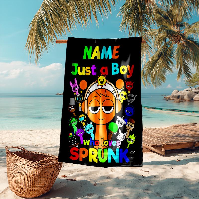 Personalized Customized Proof Beach Towel with Sprunki Themed Pattern - Soft, Absorbent,quick-drying,perfect Swimming,camping&bathing
