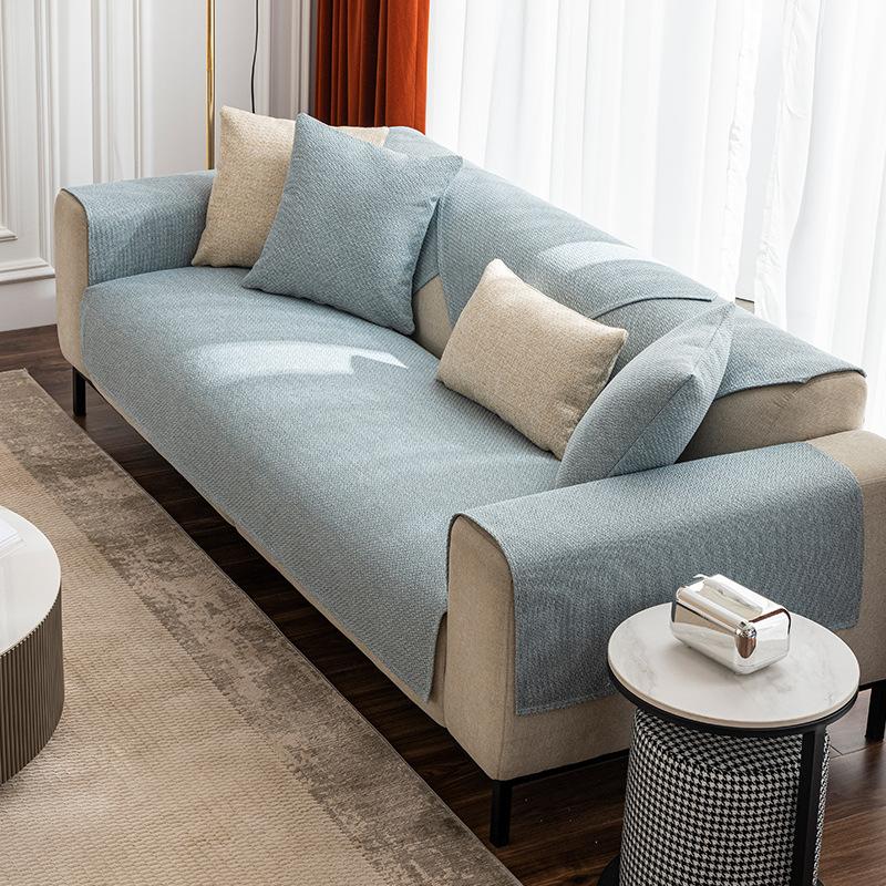 New Linen Solid Color Sofa Mat  Anti Slip Thickened Four Seasons Dustproof Seat Living Room Modern Minimalism Protector Cover