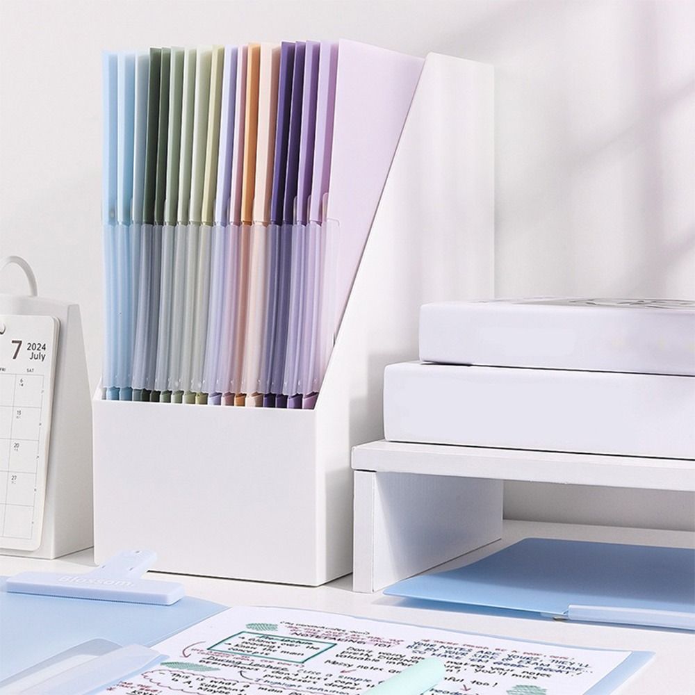 5PCS/Set Rotating Side Opening A4 File Folder Gradient Color File Organizer  School Office