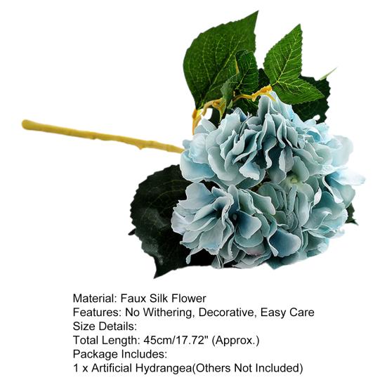 1Pc Artificial Hydrangea Fade-resistant Realistic Vibrant Color Photography Accessory Faux Silk Flower for Wedding