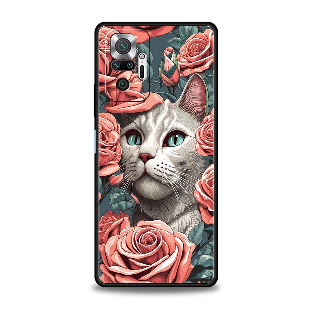 Cute Detection Cat Phone Case For Xiaomi Redmi Note 14 13 5G 10 11 12 Pro Plus 4G 14C 13C 12C 10C Black Cover