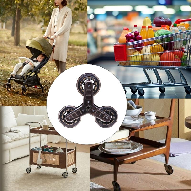 2Pcs Trolley Casters Foldable Shopping Cart Wheel  Stair Climbing Triangular Wheel Sliding Rollers Replacement Casters