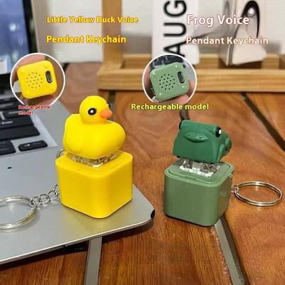 Lustiger Quakende Frosch Ente Schlüsselanhänger Wiederaufladbare Tastatur Fidget Klicker Sound Schlüsselanhänger Mit LED-Licht Zum Stressabbau