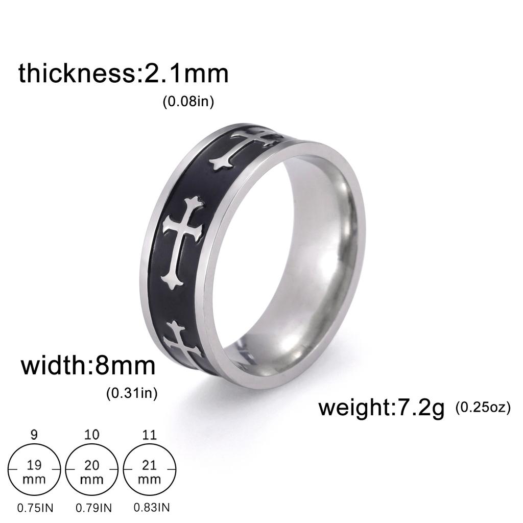 Stainless Steel Ring for Men Women 8MM Wide Geometric Casual Finger Rings Jewelry Wedding Gift for Lover