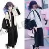 Danganronpa Oma Kokichi Cosplay Kostuum, Wit Kortmouwig Shirt & Zwarte Wijde Broek Set