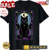 2025/Tarot Card Crescent Moon Black Cat Lover Tarot Cat Vintage T-Shirt ,Unisex Unisex T-Shirt