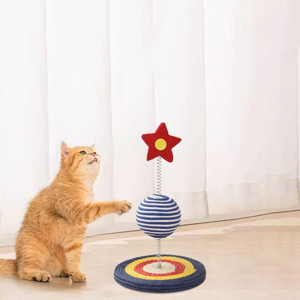 Sisal Cat Scratching Spring Ball with Base Cat Teaser Wand Grinding Claw Exercise Pet Interactive Toy for Kitten Pet Supplies