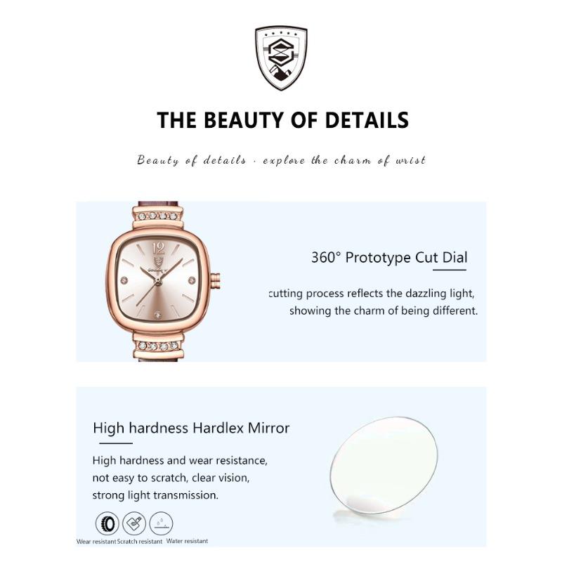 POEDAGAR Fashion Square Ladies Wristwatch Waterproof Leather Luxury Diamond Quartz Woman Watch Elegant Casual Watches